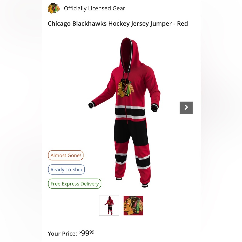 Chicago Blackhawks Hockey Jersey jumper size XS